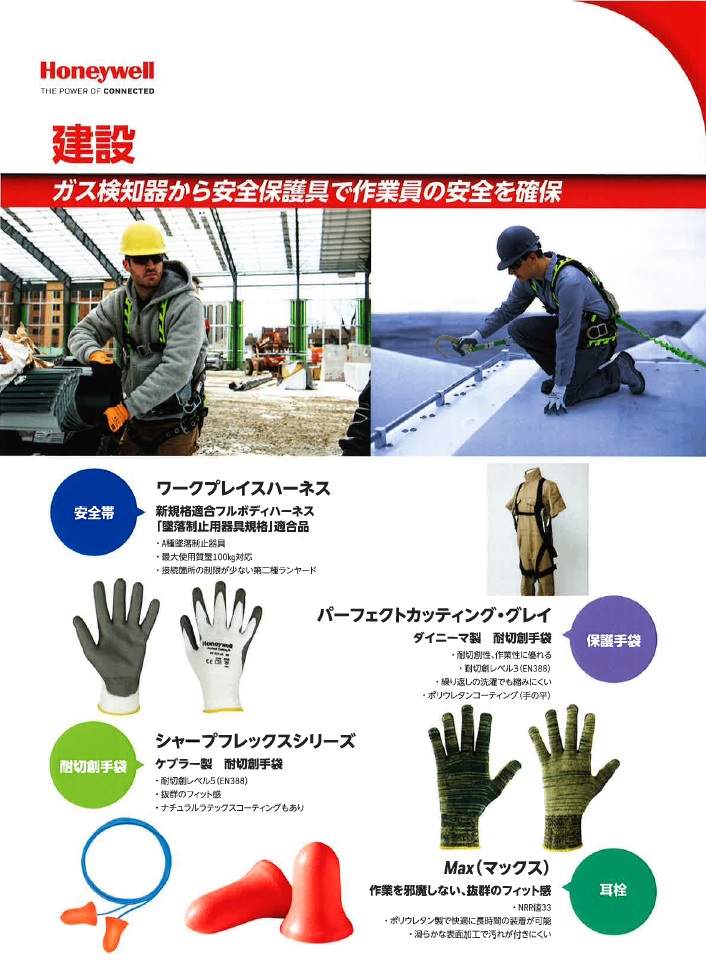 Honeywell 【業界別　建設】　ガス検知器から安全保護具で作業員の安全を確保